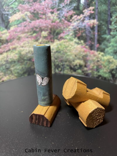 Polymer Clay Pen Blank Dark Green with White Butterflies - Image 2