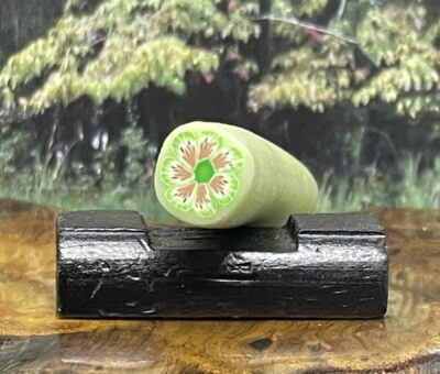 Polymer Clay Raw Cane Pink and Green Flower