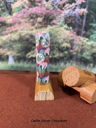 Polymer Clay Pen Blank Abstract with Bumblebees Designed for Bolt Action Pen Kit