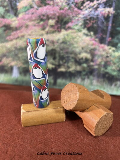 Polymer Clay Pen Blank Green with Gnomes Designed for Bolt Action Pen Kit