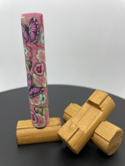 Polymer Clay Pen Blank Pink, Pink Coral Flowers and Pink Butterflies Designed for Executive Pen Kit