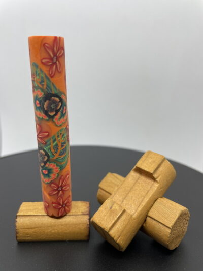 Polymer Clay Pen Blank Orange, Red and Black Flowers Designed for Executive Pen Kit