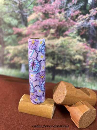 Polymer Clay Pen Blank Purple Flowers with Purple & Blue Butterflies Designed for Sierra, Monarch, Gatsby and Clones Pen Kit