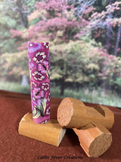 Polymer Clay Pen Blank with Pink and Purple Flowers and Pink Butterflies Designed for Sierra, Monarch, Gatsby & Clones Pen Kit