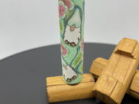 Polymer Clay Pen Blank with green Gnomes and Green and Watermelon Flowers Designed for Sierra, Monarch, Gatsby & Clones Pen Kit