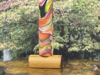 Polymer Clay Pen Blank Black with Abstract Rainbow Waves in colors Designed for Sierra, Monarch, Gatsby & Clones Pen Kit