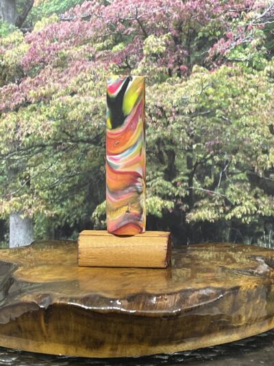 Polymer Clay Pen Blank Black with Abstract Rainbow Waves in colors Designed for Sierra, Monarch, Gatsby & Clones Pen Kit