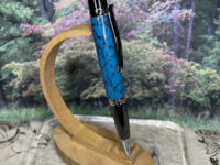 Elegant Executive Twist Ballpoint Pen in a Gun Metal Finish with a Faux Turquoise on a Polymer Clay Pen Blank