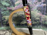 Elegant Executive Twist Ballpoint Pen in a Black & Chrome Finish with an Abstract Art look on a Polymer Clay Pen Blank