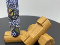 Polymer Clay Pen Blank Navy Blue with Blue Roses and Rainbow Butterflies Flowers Designed for Majestic Squire Pen Kit