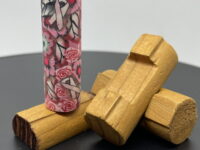 Polymer Clay Pen Blank Pink, Pink Rose and Pink Flowers with Breast Cancer Awareness Ribbons Designed for Nouveau Sceptre Pen Kit