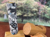 Polymer Clay Pen Blank Black, Grey and White Flowers Designed for Bolt Action Pen Kit