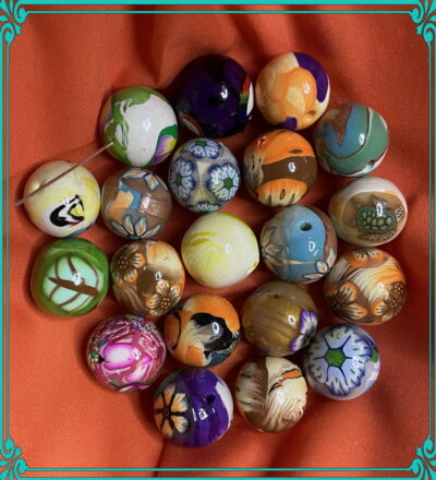 Random 18mm BOHO Polymer Clay Hand Rolled Beads - Image 3