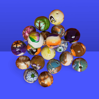 Random 18mm BOHO Polymer Clay Hand Rolled Beads