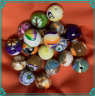 Random 18mm BOHO Polymer Clay Hand Rolled Beads - Image 4