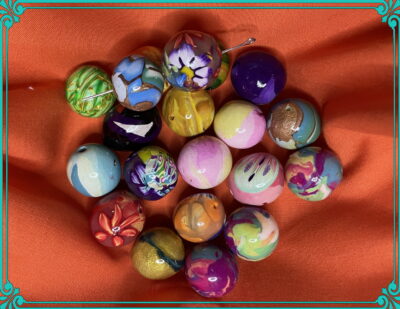 Random 16mm BOHO Polymer Clay Hand Rolled Beads - Image 4