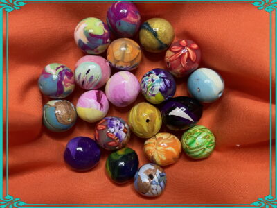 Random 16mm BOHO Polymer Clay Hand Rolled Beads - Image 2