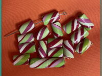 Candy Cane 7x14mm Polymer Clay Hand Rolled Beads