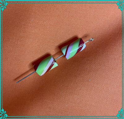 Candy Cane 7x14mm Polymer Clay Hand Rolled Beads - Image 4