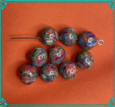 Colors of Carnivale 10mm Polymer Clay Hand Rolled Beads - Image 2