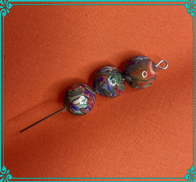 Colors of Carnivale 10mm Polymer Clay Hand Rolled Beads - Image 3