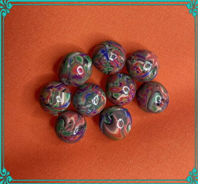 Colors of Carnivale 10mm Polymer Clay Hand Rolled Beads - Image 4