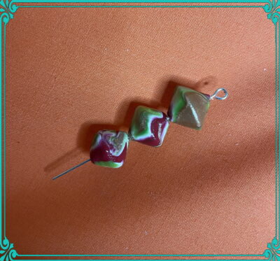 Christmas Colors 12mm Bicone Polymer Clay Hand Rolled Beads - Image 4