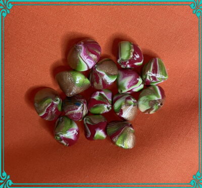 Christmas Colors 12mm Bicone Polymer Clay Hand Rolled Beads