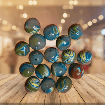 Stormy Earth Colors 10mm Polymer Clay Hand Rolled Beads