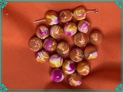 Orange Crush  Colors 11mm Polymer Clay Hand Rolled Beads - Image 3