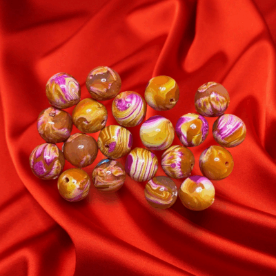 Orange Crush  Colors 11mm Polymer Clay Hand Rolled Beads