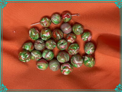 Watermelon Colors 10mm Polymer Clay Hand Rolled Beads - Image 3