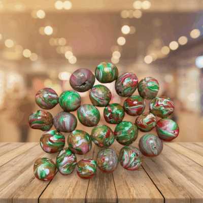 Watermelon Colors 10mm Polymer Clay Hand Rolled Beads