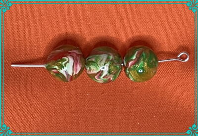 Watermelon Colors 10mm Polymer Clay Hand Rolled Beads - Image 2